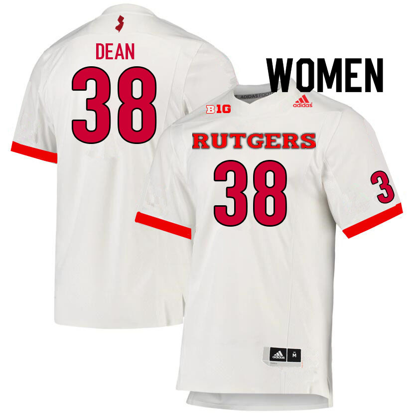 Women #38 Austin Dean Rutgers Scarlet Knights College Football Jerseys Sale-White